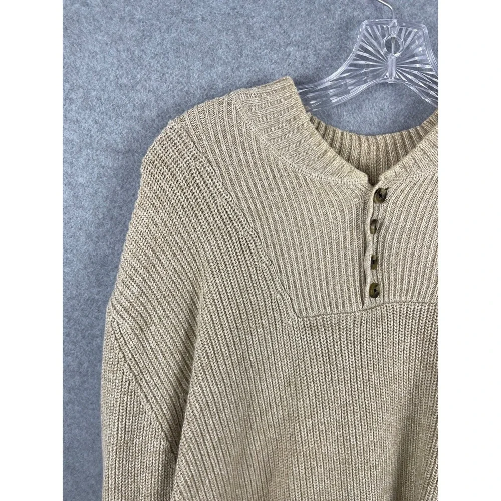 Eddie Bauer Sweater Men's 2XLT Brown 1/4 Button Pullover Crew Neck‎ Long Sleeve - Picture 2 of 9